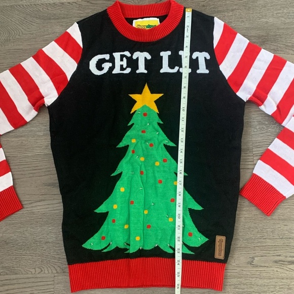 Tipsy Elves Get Lit Light Up Ugly Christmas Sweater - Size S - Black/Red - NWOT - Picture 6 of 11